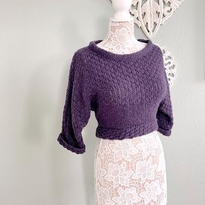 ESPRIT Wool Alpaca Purple Cropped Sweater